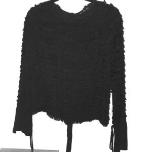 NWT Zara Black fringe sheer top open back size XS